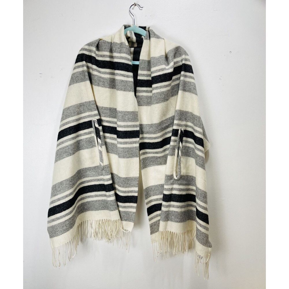 Madewell Striped Black and Cream Scarf